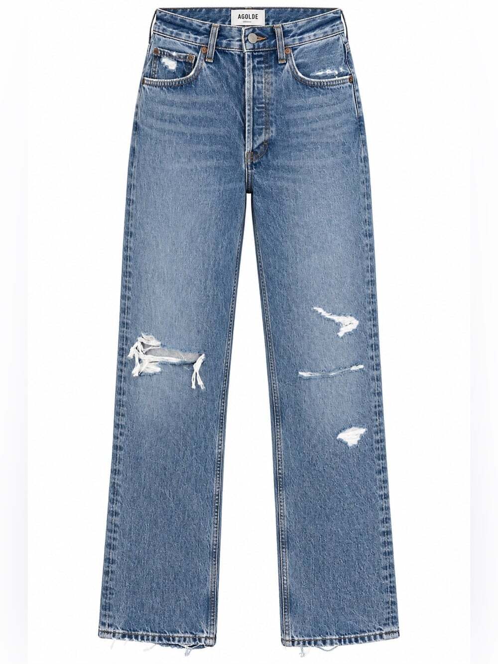 AGOLDE Organic Cotton Size 24 Distressed High Rise Straight Leg Denim Jeans